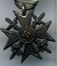 (V3172) A Very Nice Condition Rare to find 16 mm Size German Miniature Spanish Cross in Bronze With Swords.